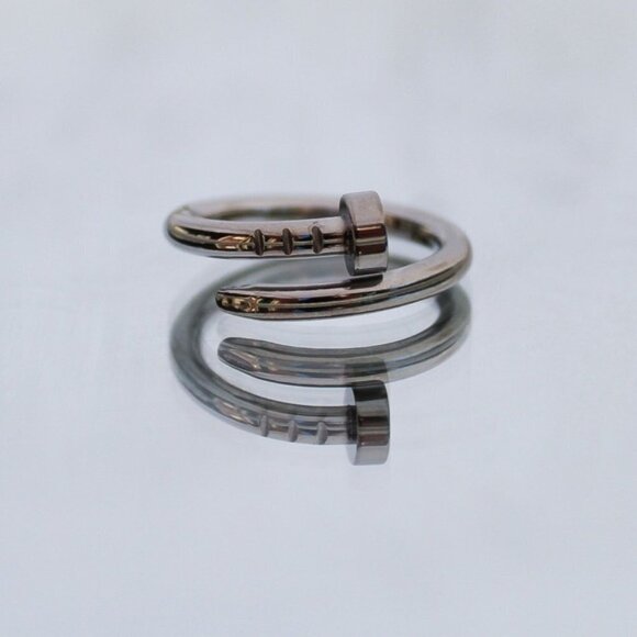 Titanium Steel Silver Plated Nail Ring Minimal Gift - Picture 6 of 9
